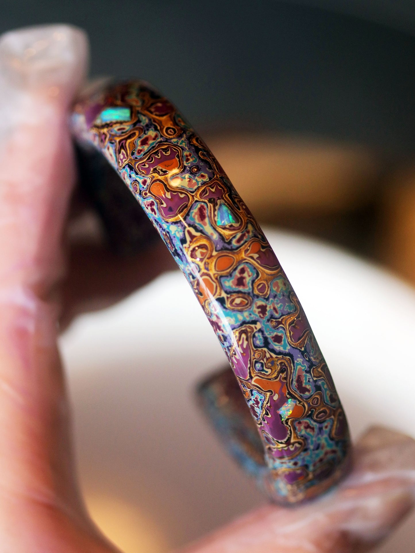 Natural Lacquer Artisan Bracelet(Inkwell Depths)