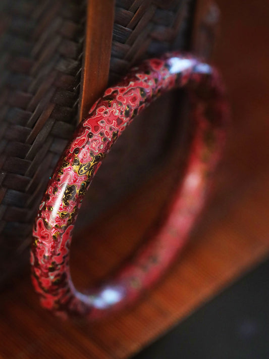 Natural Lacquer Artisan Bracelet（Blizzard Rouge）